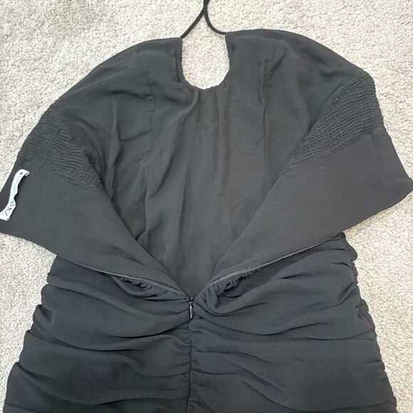 ZARA Black Halter Bodycon Ruched Dress Size S - Picture 7 of 10
